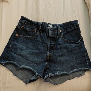 Levi's Blue Jean Shorts High-Waisted Distressed Look
